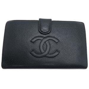 CHANEL Authentic Black Caviar Leather Wallet